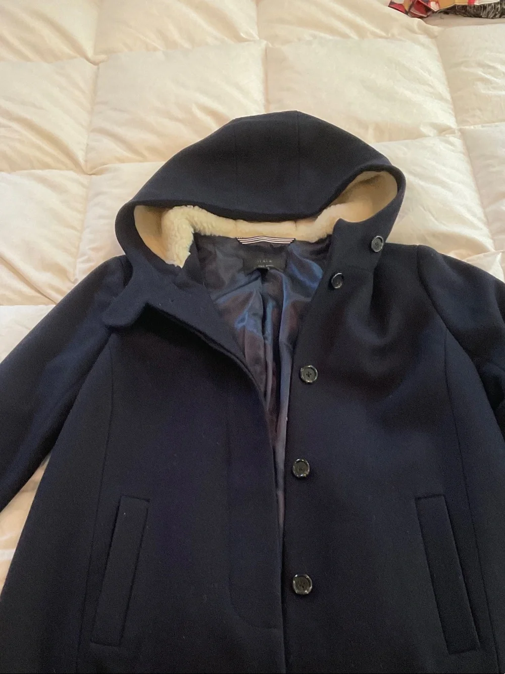 J. Crew Classic Women's Navy Coat - Sleek Minimalist Jacket